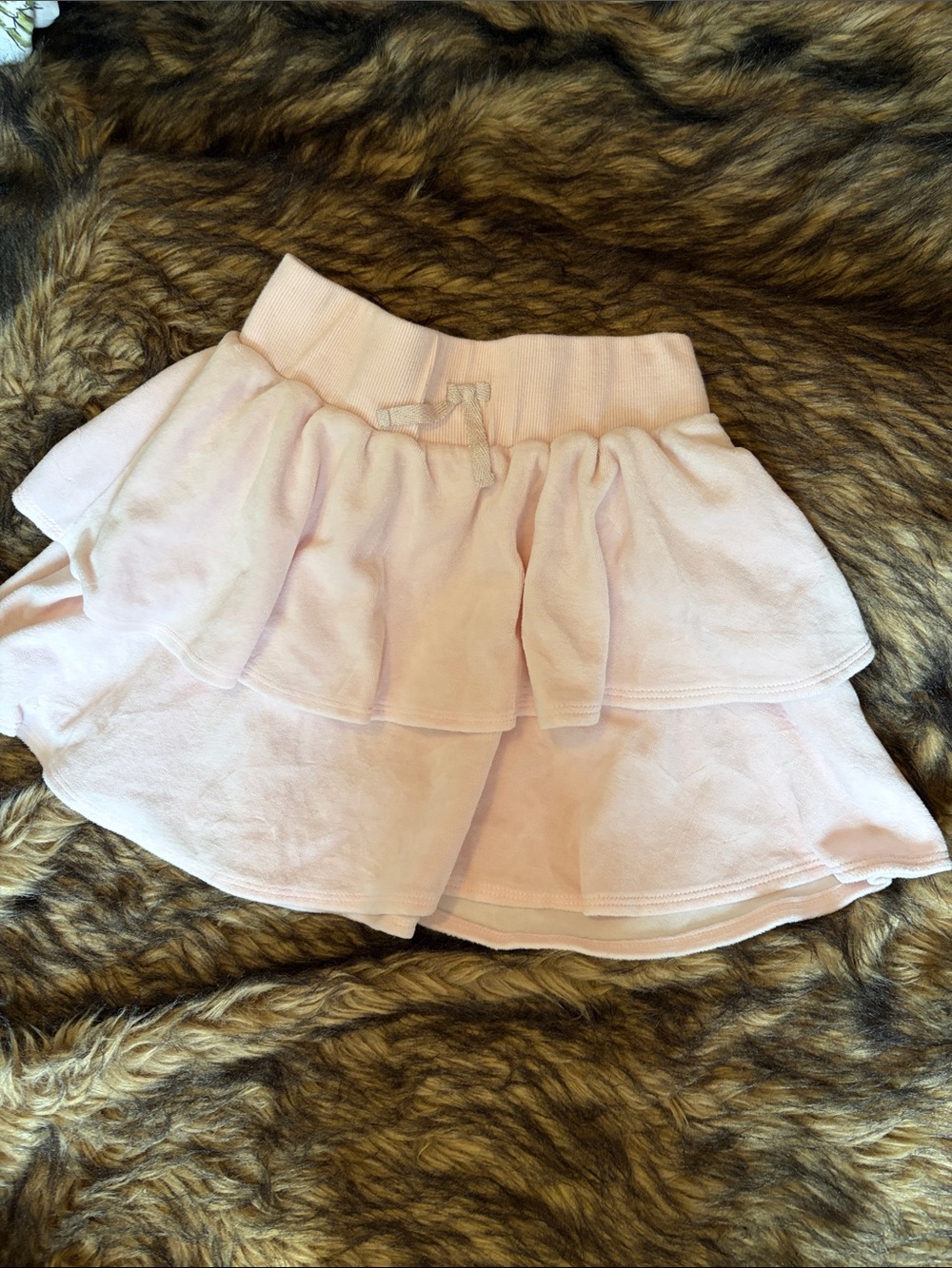 Juicy Couture Light Pink Tiered Velour Skirt with Ruffle Layers Size 12